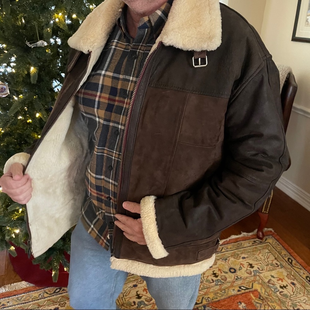 Dark brown sueded shearling